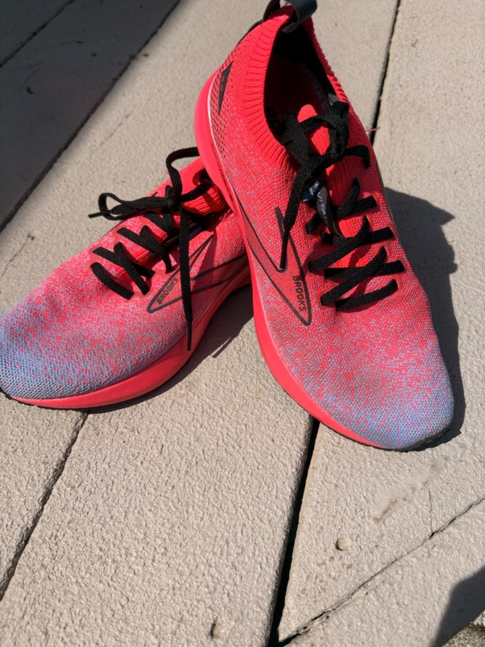 Brooks Women's Red with Blue Knit Running Sneakers